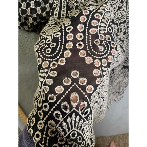Anthropologie Akemi Kin Brooke eyelet swing dress sheer embroidered boho 4 - Picture 8 of 11